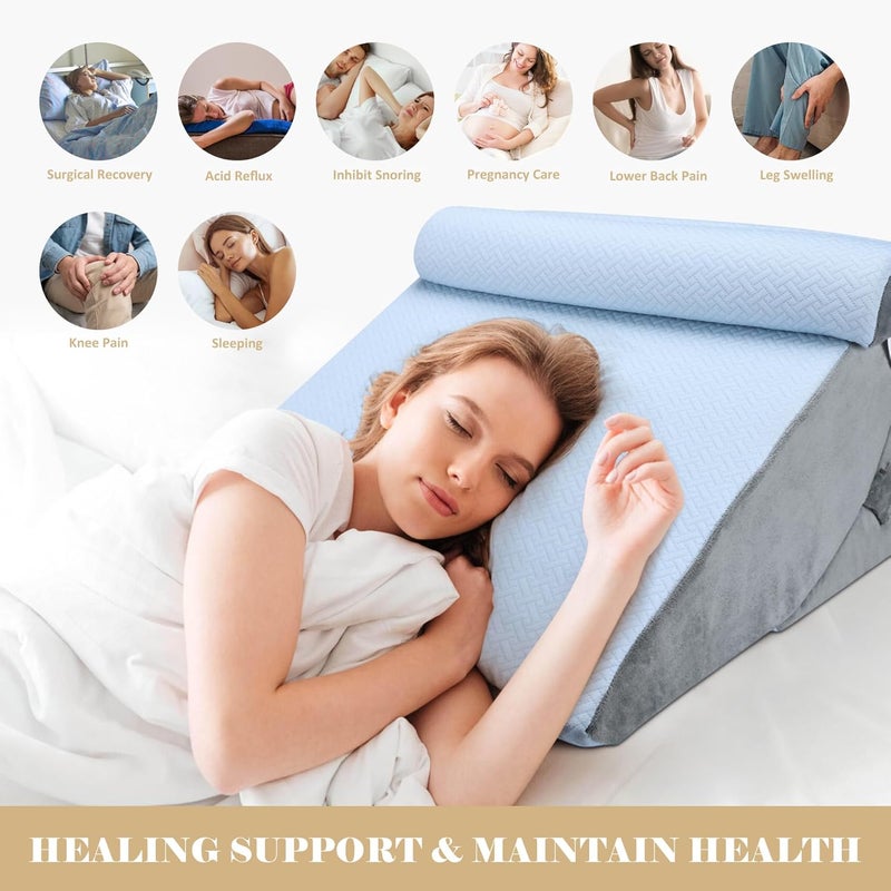BEYOUDO Bed Wedge Pillow for Sleeping, Adjustable Wedge Pillow Set for After Surgery, Elevated Triangle Pillow for Acid Reflux and Back Pain Relief, Post Surgery, Sleep Apnea, Back Suppor - Image 2